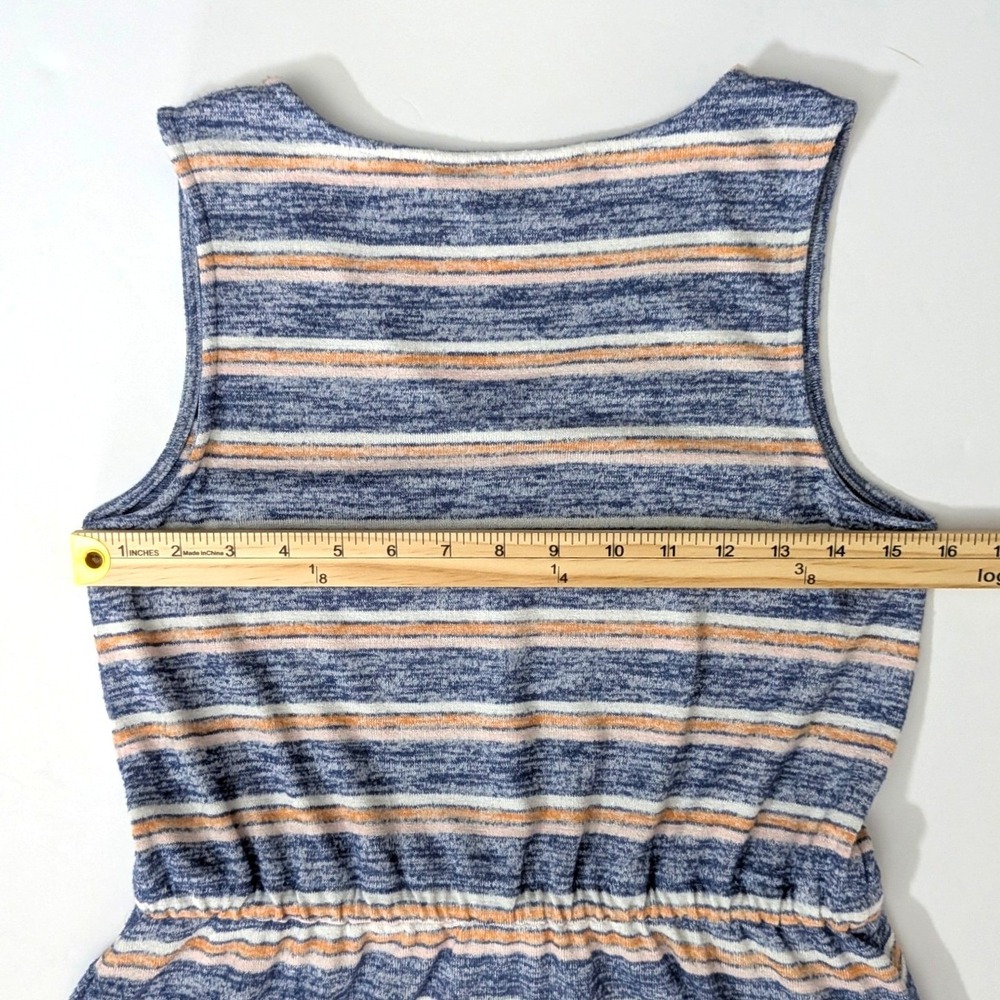 Market & Spruce Striped Knit Dress Sleeveless Drawstring Waist Pockets Coastal S - Picture 11 of 13